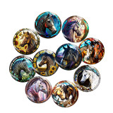 20MM 10Pcs/lot horse Print glass snap button charms