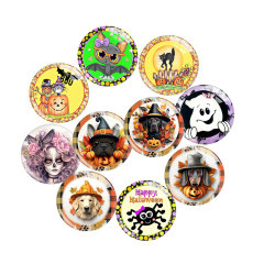 20MM 10Pcs/lot Halloween Print glass snap button charms