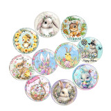 20MM 10Pcs/lot Rabbit Easter Print glass snap button charms