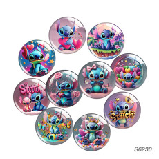 20MM 10pcs/lot Stitch glass snap button charms