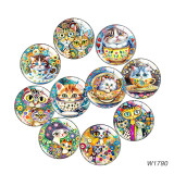 20MM 10pcs/lot cat glass snap button charms