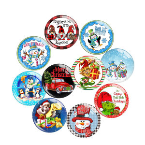 20MM 10Pcs/lot Christmas Print glass snap button charms
