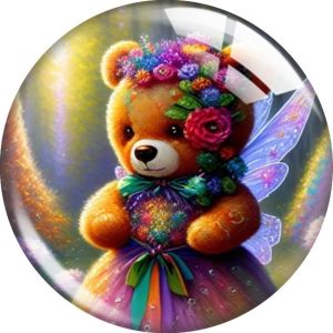 20MM 10pcs/lot Little Bear Print glass snap button charms