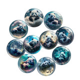 20MM 10pcs/lot  panda Print glass snap button charms