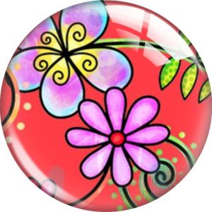20MM 10pcs/lot flower Cartoon  glass snap button charms