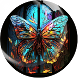 20MM 10Pcs/lot butterfly Print glass snap button charms