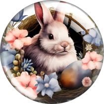 20MM 10pcs/lot rabbit Print glass snap button charms