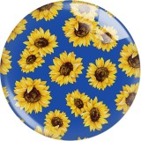 20MM 10Pcs/lot  sunflower Print glass snaps buttons  DIY jewelry