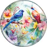 20MM 10pcs/lot bird Print glass snap button charms