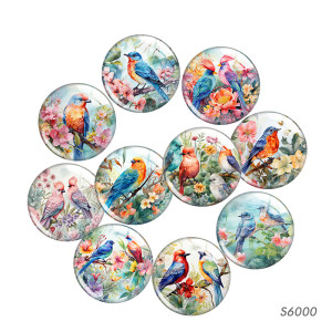 20MM 10pcs/lot bird Print glass snap button charms