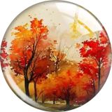 20MM 10pcs/lot Thanksgiving Maple Leaf Tree glass snap button charms