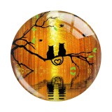 20MM 10pcs/lot cat Print glass snap button charms