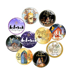 20MM 10Pcs/lot Christmas Print glass snap button charms