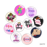 20MM 10pcs/lot girl  power glass snap button charms