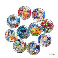 20MM 10pcs/lot cat Print glass snap button charms