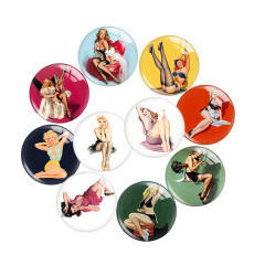 20MM 10Pcs/lot Pinup Girls Sexy Women glass snap button charms