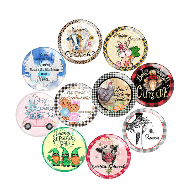 20MM 10Pcs/lot  Holiday glass snap button charms