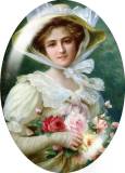 20MM 10pcs/lot Retro oil painting lady glass snap button charms
