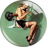 20MM 10Pcs/lot Pinup Girls Sexy Women glass snap button charms