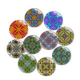 20MM 10pcs/lot Mandala Retro colored patterns Print glass snap button charms