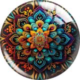 20MM 10pcs/lot Mandala pattern Print glass snap button charms