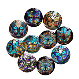 20MM 10Pcs/lot butterfly Print glass snap button charms