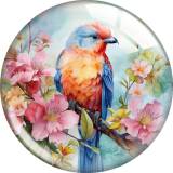 20MM 10pcs/lot bird Print glass snap button charms