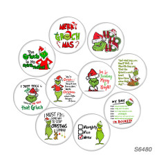 20MM 10pcs/lot Christmas Monster glass snap button charms