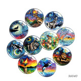 20MM 10pcs/lot Van Gogh starry animals Print glass snap button charms