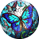 20MM 10Pcs/lot butterfly Print glass snap button charms