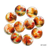 20MM 10pcs/lot Thanksgiving Maple Leaf Tree glass snap button charms