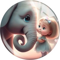 20MM 10pcs/lot Cartoon color  Little Elephant  Print glass snap button charms