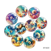 20MM 10pcs/lot Dandelion Cartoon  glass snap button charms
