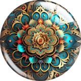 20MM 10pcs/lot Mandala pattern Print glass snap button charms