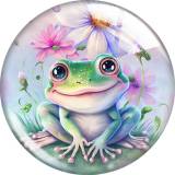 20MM 10pcs/lot frog Print glass snap button charms