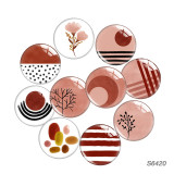 20MM 10pcs/lot Pink pattern glass snap button charms