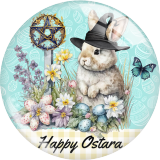 20MM 10Pcs/lot Rabbit Easter Print glass snap button charms