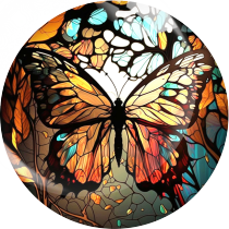 20MM 10Pcs/lot butterfly Print glass snap button charms