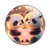 20MM 10pcs/lot panda Print glass snap button charms