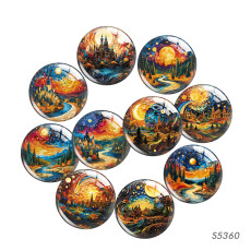 20MM 10pcs/lot Stars, moon, night Print glass snap button charms