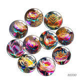 20MM 10pcs/lot flower Print glass snap button charms