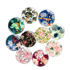 20MM 10Pcs/lot flower glass snap button charms