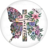 20MM 10Pcs/lot faith cross glass snap button charms