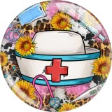 20MM 10Pcs/lot Nurse Print glass snaps buttons  DIY jewelry