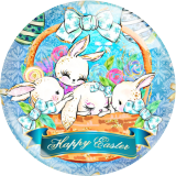 20MM 10Pcs/lot Rabbit Easter Print glass snap button charms