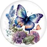 20MM 10pcs/lot color  Butterfly Print glass snap button charms