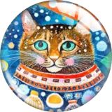 20MM 10pcs/lot cat glass snap button charms