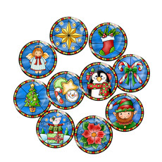 20MM 10Pcs/lot Christmas Print glass snap button charms