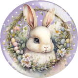 20MM 10Pcs/lot Rabbit Easter Print glass snap button charms