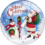 20MM 10Pcs/lot Christmas Print glass snap button charms